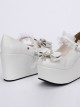 White Elegant Bride Bowknot Ornament Classic Lolita High Heel Shoes