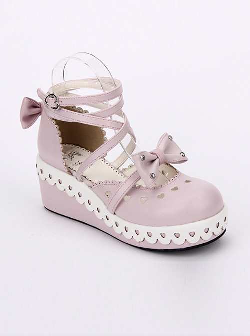 Round-toe Sweet Bowknot Lace Sweet Lolita Shoes