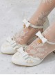 Tea Party Style Pearl Chain Bowknot Classic Lolita Middle Heels Shoes