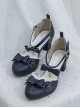 Tea Party Style Pearl Chain Bowknot Classic Lolita Middle Heels Shoes