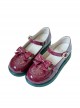 The Small Clock Series Round-toe Bowknot Sweet Lolita Patent Leather Flat Shoes