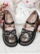 The Small Clock Series Round-toe Bowknot Sweet Lolita Patent Leather Flat Shoes