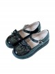 The Small Clock Series Round-toe Bowknot Sweet Lolita Patent Leather Flat Shoes