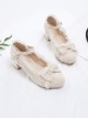 Suede Leather Round-toe Bowknot Lace Thick Heel Classic Lolita High Heel Shoes