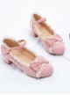 Suede Leather Round-toe Bowknot Lace Thick Heel Classic Lolita High Heel Shoes