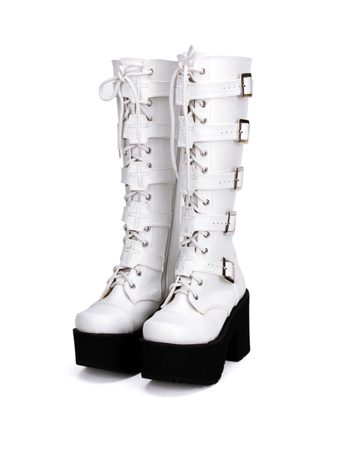 High Boots Embroidered Cross Super High Heel Punk Gothic Lolita Boots