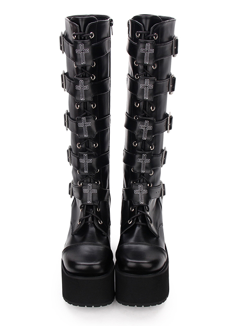 High Boots Embroidered Cross Super High Heel Punk Gothic Lolita Boots