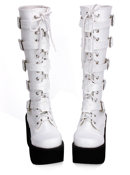 High Boots Embroidered Cross Super High Heel Punk Gothic Lolita Boots