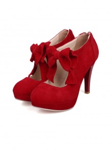 Elegant Pure Color Bowknot Round-toe Sweet Lolita High Heel Shoes