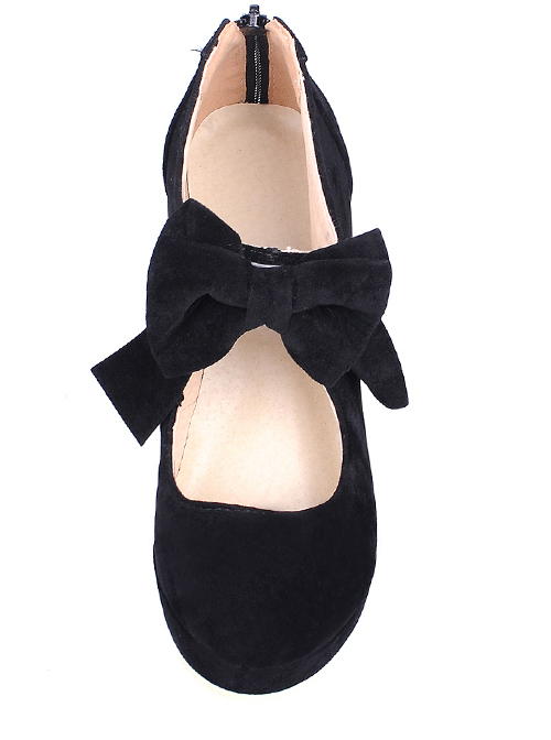 Elegant Pure Color Bowknot Round-toe Sweet Lolita High Heel Shoes