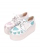 Pink And Blue Cute Heart Pattern Sweet Lolita Lace-up Platform Shoes