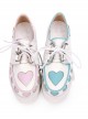 Pink And Blue Cute Heart Pattern Sweet Lolita Lace-up Platform Shoes