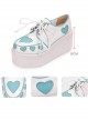 Pink And Blue Cute Heart Pattern Sweet Lolita Lace-up Platform Shoes