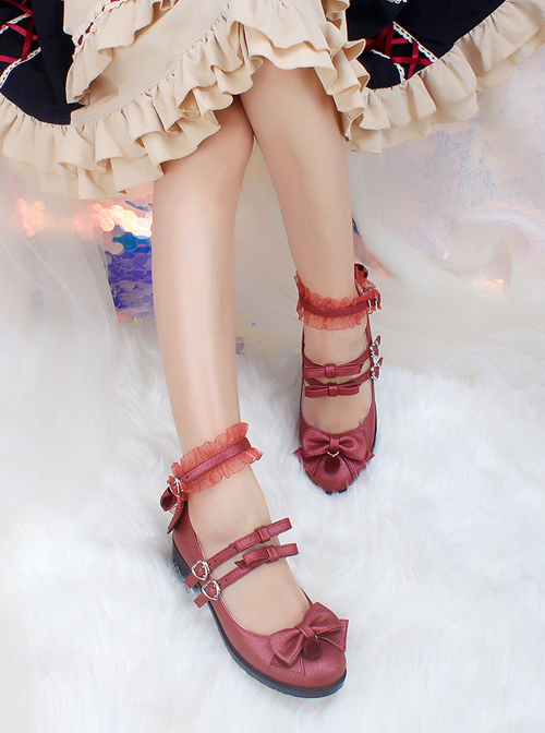 Multicolour Laser Sweet Lolita Middle Heel Shoes