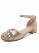 Round-toe Sequins Thick Heel Sandals Classic Lolita High Heel Shoes