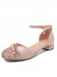 Round-toe Sequins Thick Heel Sandals Classic Lolita High Heel Shoes