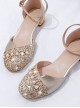 Round-toe Sequins Thick Heel Sandals Classic Lolita High Heel Shoes