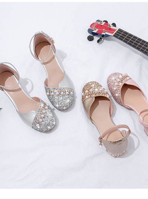 Round-toe Sequins Thick Heel Sandals Classic Lolita High Heel Shoes