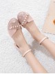 Round-toe Sequins Thick Heel Sandals Classic Lolita High Heel Shoes