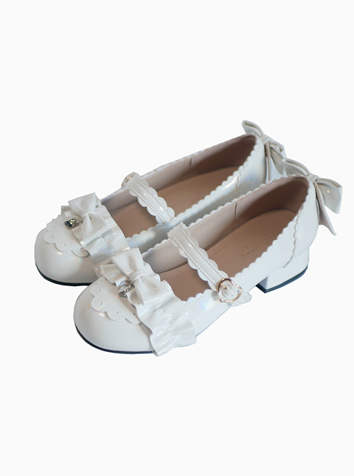 Bowknot Patent Leather Sweet Lolita Low Heel Shoes