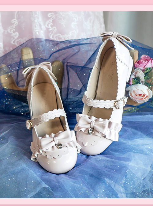 Bowknot Patent Leather Sweet Lolita Low Heel Shoes