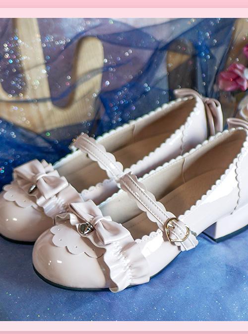 Bowknot Patent Leather Sweet Lolita Low Heel Shoes