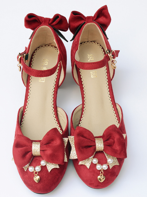 Suede Fabric Elegant Bowknot Classic Lolita High Heel Shoes