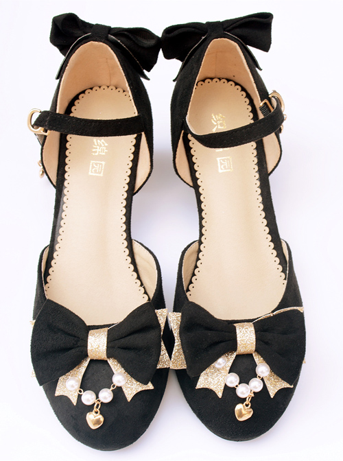 Suede Fabric Elegant Bowknot Classic Lolita High Heel Shoes