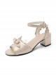 Pearlescent Cat Ears Bowknot Sweet Lolita Middle Heel Sandals