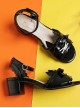 Pearlescent Cat Ears Bowknot Sweet Lolita Middle Heel Sandals