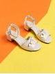 Pearlescent Cat Ears Bowknot Sweet Lolita Middle Heel Sandals