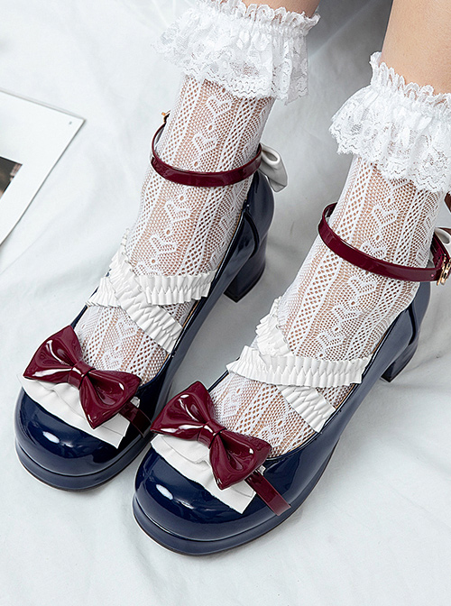 Retro Patent Leather Bowknot Sweet Lolita Shoes