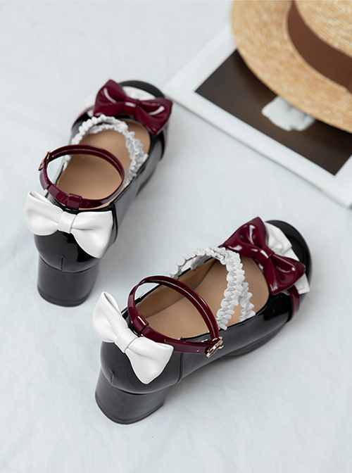 Retro Patent Leather Bowknot Sweet Lolita Shoes