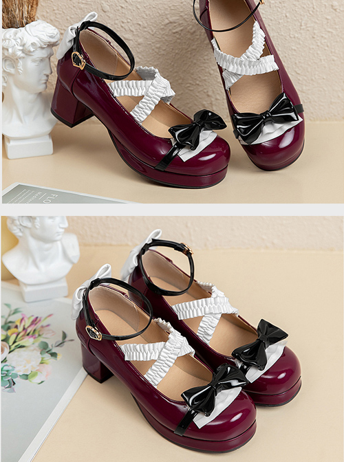 Retro Patent Leather Bowknot Sweet Lolita Shoes