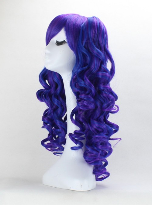 Lolita blue and purple Japanese pick long curly anime