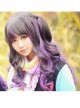 Couple Harajuku wind black gray gradient purple lolita temperament long curly wig