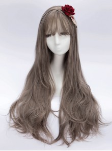 Granny Gray Air Bangs Long Curly Hair Classic Lolita Wig