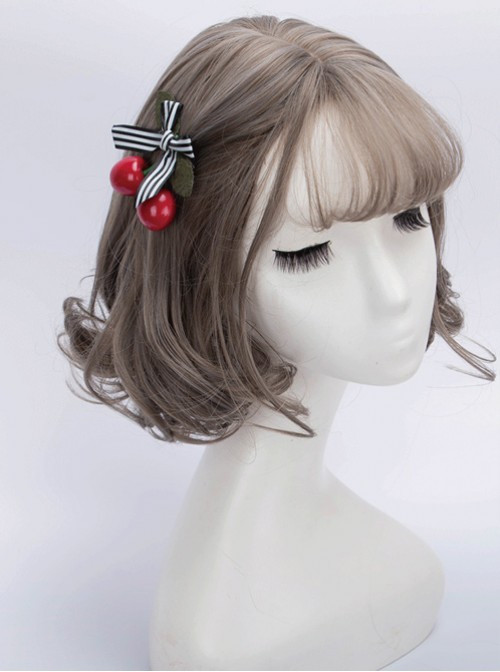 Granny Gray Air Bangs Short Curly Hair Lolita Wig