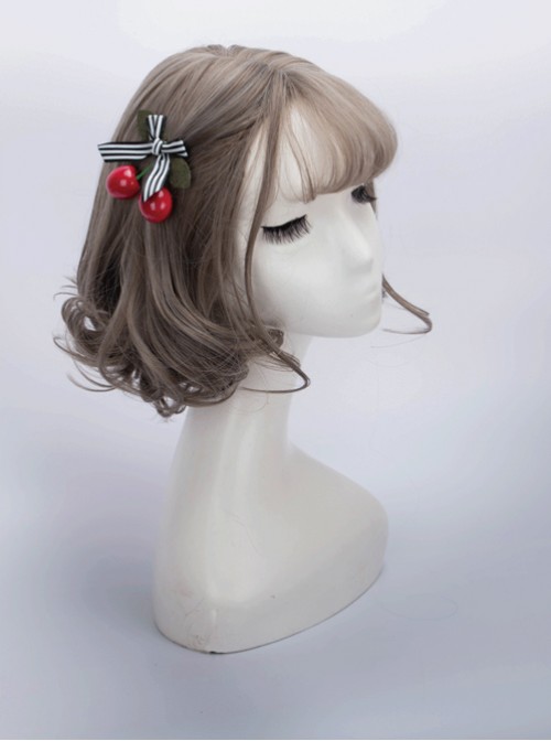 Granny Gray Air Bangs Short Curly Hair Lolita Wig