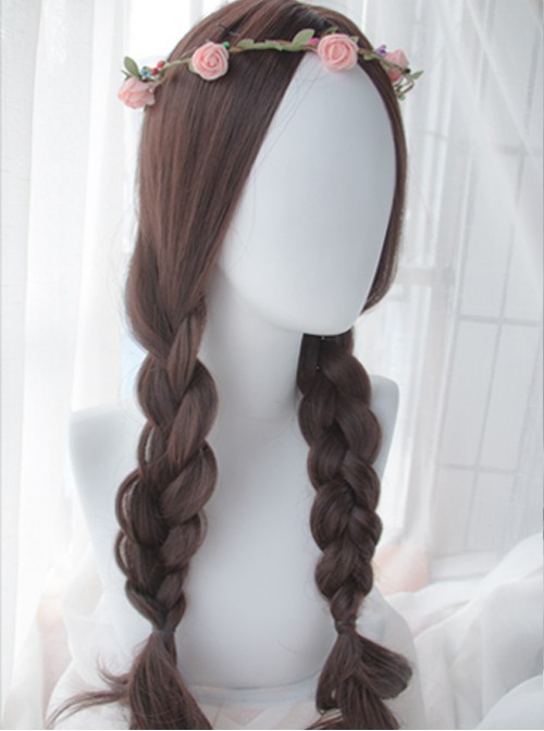 Dark Brown Centre Parting Long Curly Hair Lolita Wig