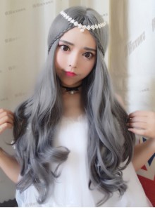 Granny Grey Centre Parting Long Curly Hair Lolita Wig