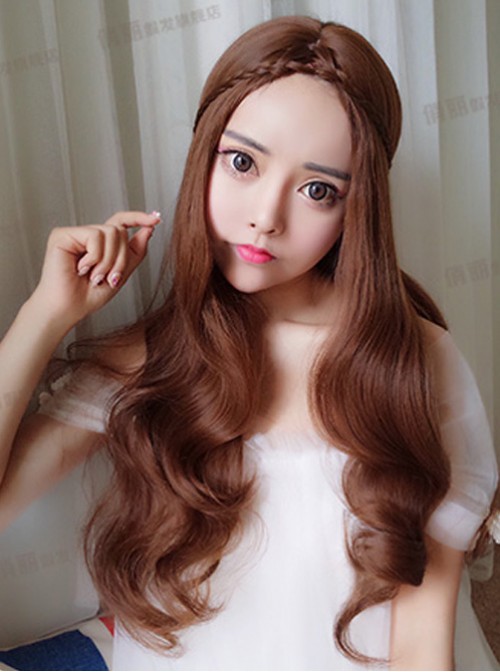 Light Brown Centre Parting Long Curly Hair Lolita Wig