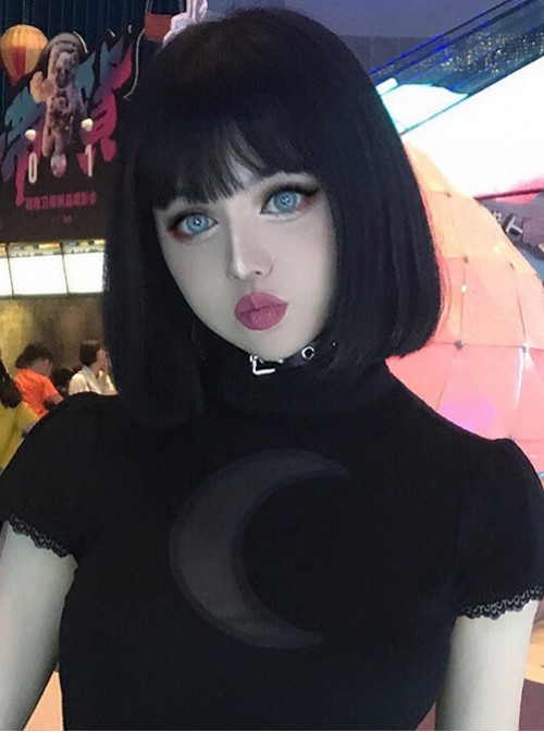 Natural Black Bob Haircut Lolita Wig