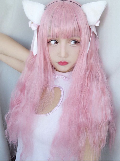 Harajuku Style Light Pink Long Curly Hair Lolita Wig