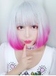 Rinka Haircut Short Curly Hair Silver Pink Gradient Lolita Wig