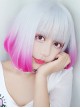 Rinka Haircut Short Curly Hair Silver Pink Gradient Lolita Wig