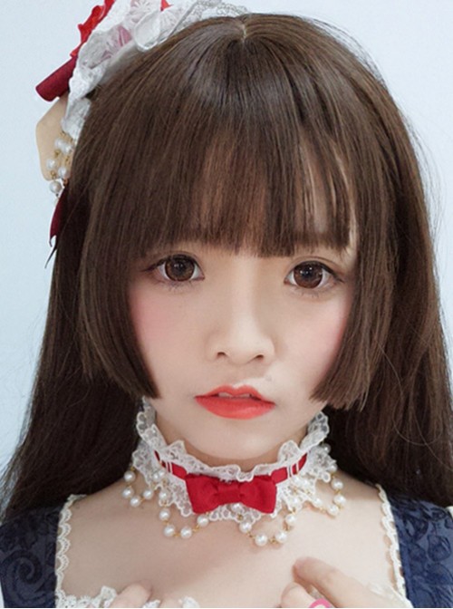 Dark Brown Long Straight Hair Lolita Wig