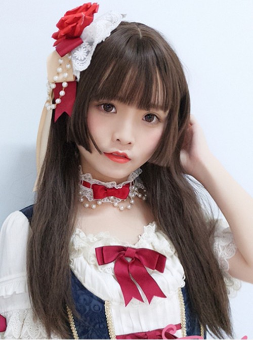 Dark Brown Long Straight Hair Lolita Wig