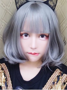 Harajuku Style Large Wavy Short Curly Hair Granny Grey Lolita Wig