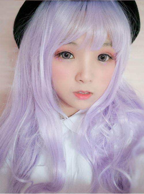 Lovly Fluffy And Large Wave Gray-purple Long Curly Hair Lolita Wig